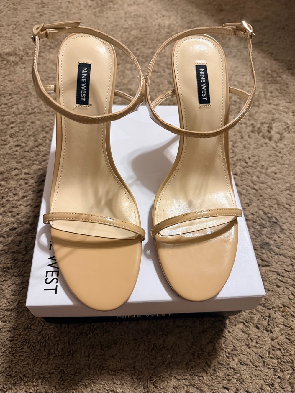 Nine West Beige Ankle-Strap Sandals